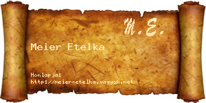 Meier Etelka névjegykártya